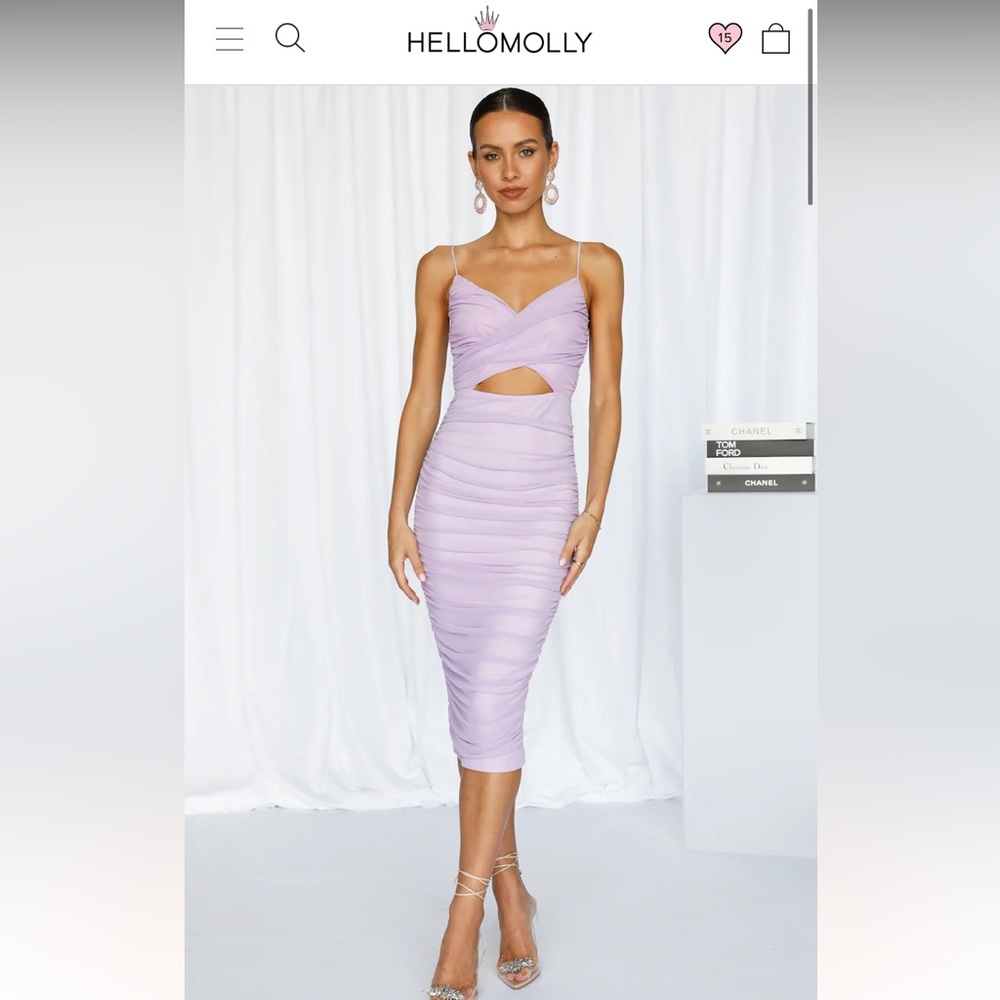 Hello Molly Lilac Cut-Out Midi Dress
